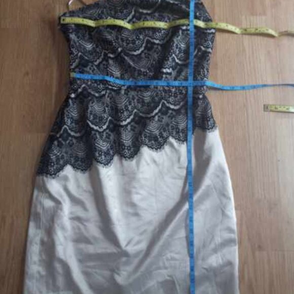 Express Grey Silver and Black Lace One Shoulder Dress - Picture 2 of 5